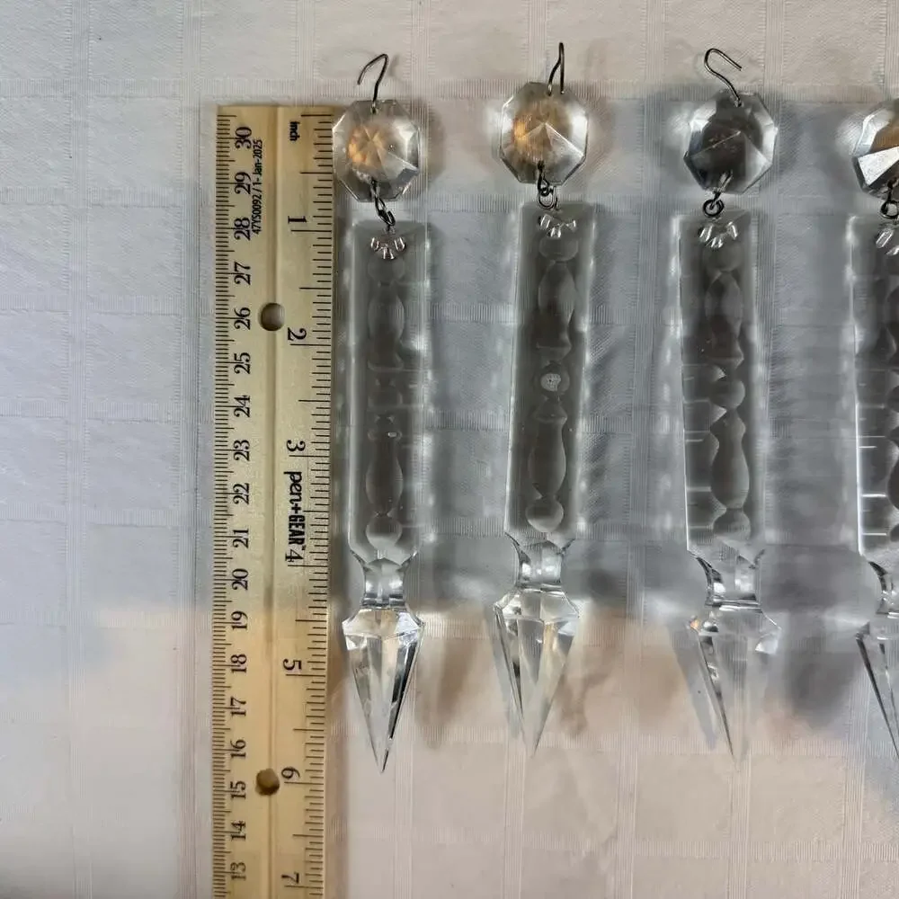 Clear Faceted Crystal Chandelier Prism Drops w/ Octagon Connector 6